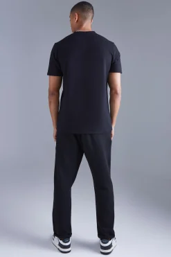 Elasticated Tapered Textured Smart Trousers | BoohooMAN UK