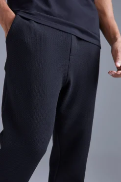 Elasticated Tapered Textured Smart Trousers | BoohooMAN UK