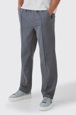 Elasticated Technical Stretch Relaxed Pintuck Trouser | BoohooMAN UK
