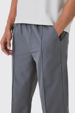 Elasticated Technical Stretch Relaxed Pintuck Trouser | BoohooMAN UK