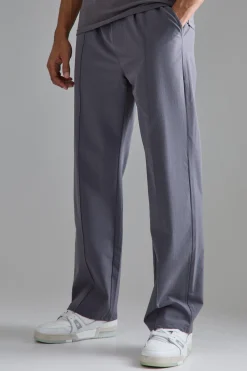Elasticated Technical Stretch Relaxed Pintuck Trouser | BoohooMAN UK