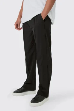 Elasticated Technical Stretch Relaxed Pintuck Trouser | BoohooMAN UK