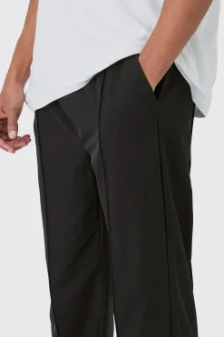 Elasticated Technical Stretch Relaxed Pintuck Trouser | BoohooMAN UK