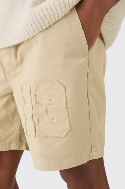 Elasticated Waist Applique Short Length Relaxed Shorts | BoohooMAN UK