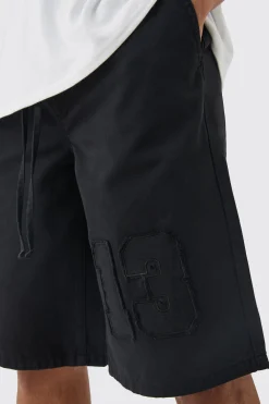 Elasticated Waist Applique Jorts | BoohooMAN UK