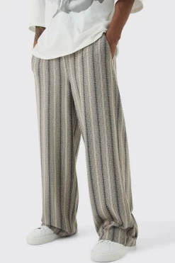 Elasticated Waist Baggy Boucle Trousers | BoohooMAN UK