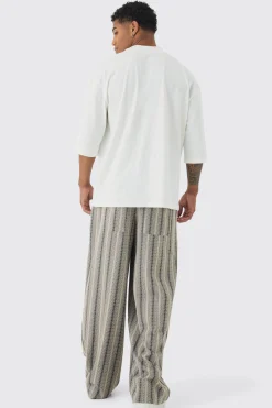 Elasticated Waist Baggy Boucle Trousers | BoohooMAN UK