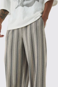Elasticated Waist Baggy Boucle Trousers | BoohooMAN UK