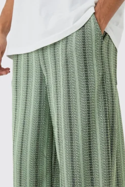 Elasticated Waist Baggy Boucle Trousers | BoohooMAN UK