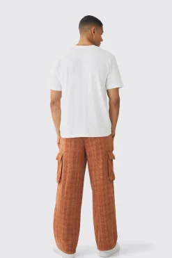 Elasticated Waist Baggy Boucle Cargo Pocket Trousers | BoohooMAN UK