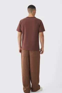 Elasticated Waist Baggy Textured Rope Drawcord Trousers | BoohooMAN UK