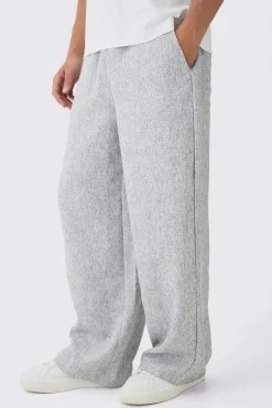 Elasticated Waist Baggy Textured Rope Drawcord Trousers | BoohooMAN UK