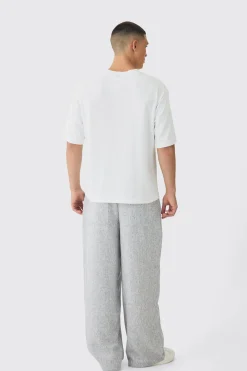 Elasticated Waist Baggy Textured Rope Drawcord Trousers | BoohooMAN UK