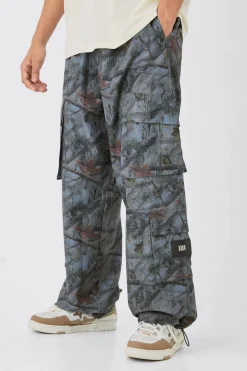 Elasticated Waist Camo Cargo Trousers | BoohooMAN UK