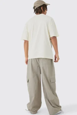 Elasticated Waist Cargo Pocket Parachute Trousers | BoohooMAN UK
