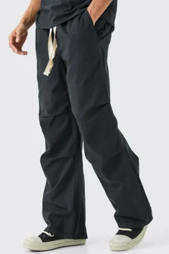 Elasticated Waist Contrast Drawcord Baggy Trouser | BoohooMAN UK