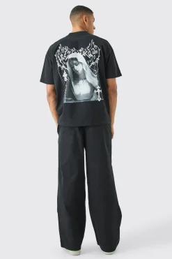 Elasticated Waist Contrast Drawcord Baggy Trouser | BoohooMAN UK