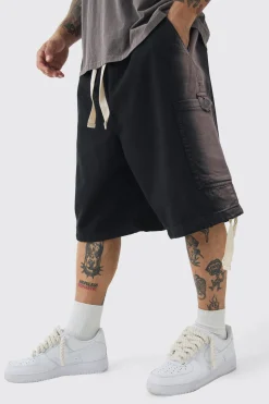 Elasticated Waist Contrast Drawcord Washed Parachute Short | BoohooMAN UK