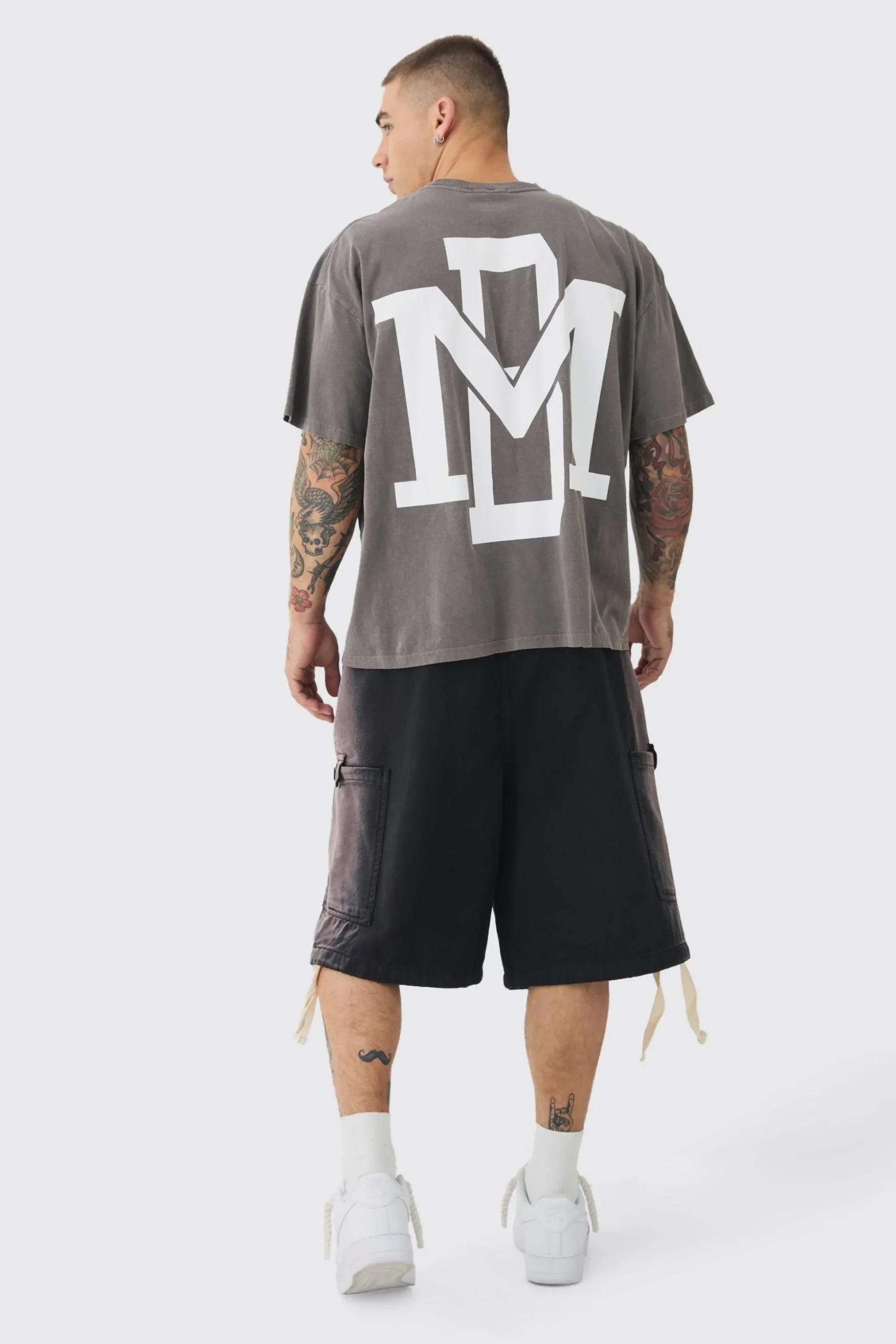 Elasticated Waist Contrast Drawcord Washed Parachute Short | BoohooMAN UK