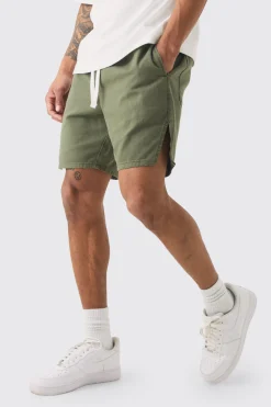 Elasticated Waist Contrast Drawcord Split Hem Shorts | BoohooMAN UK
