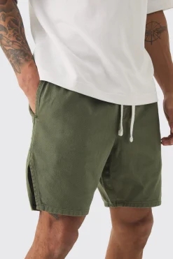 Elasticated Waist Contrast Drawcord Split Hem Shorts | BoohooMAN UK
