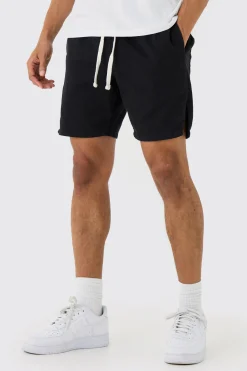 Elasticated Waist Contrast Drawcord Split Hem Shorts | BoohooMAN UK