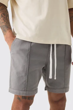 Elasticated Waist Contrast Drawcord Relaxed Pintuck Shorts | BoohooMAN UK