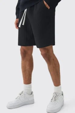 Elasticated Waist Contrast Drawcord Pleated Short | BoohooMAN UK