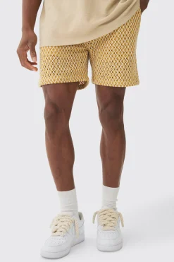 Elasticated Waist Crochet Bermuda Shorts | BoohooMAN UK