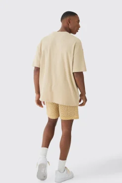 Elasticated Waist Crochet Bermuda Shorts | BoohooMAN UK