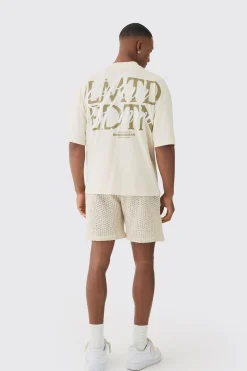 Elasticated Waist Crochet Bermuda Shorts | BoohooMAN UK
