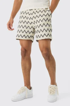 Elasticated Waist Crochet Bermuda Shorts | BoohooMAN UK