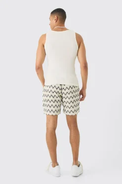 Elasticated Waist Crochet Bermuda Shorts | BoohooMAN UK