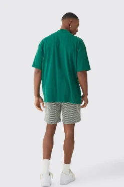 Elasticated Waist Crochet Bermuda Shorts | BoohooMAN UK