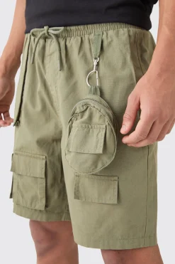 Elasticated Waist Detachable Bag Multi Cargo Pocket Shorts | BoohooMAN UK