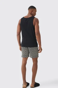 Elasticated Waist Diamond Crochet Bermuda Shorts | BoohooMAN UK