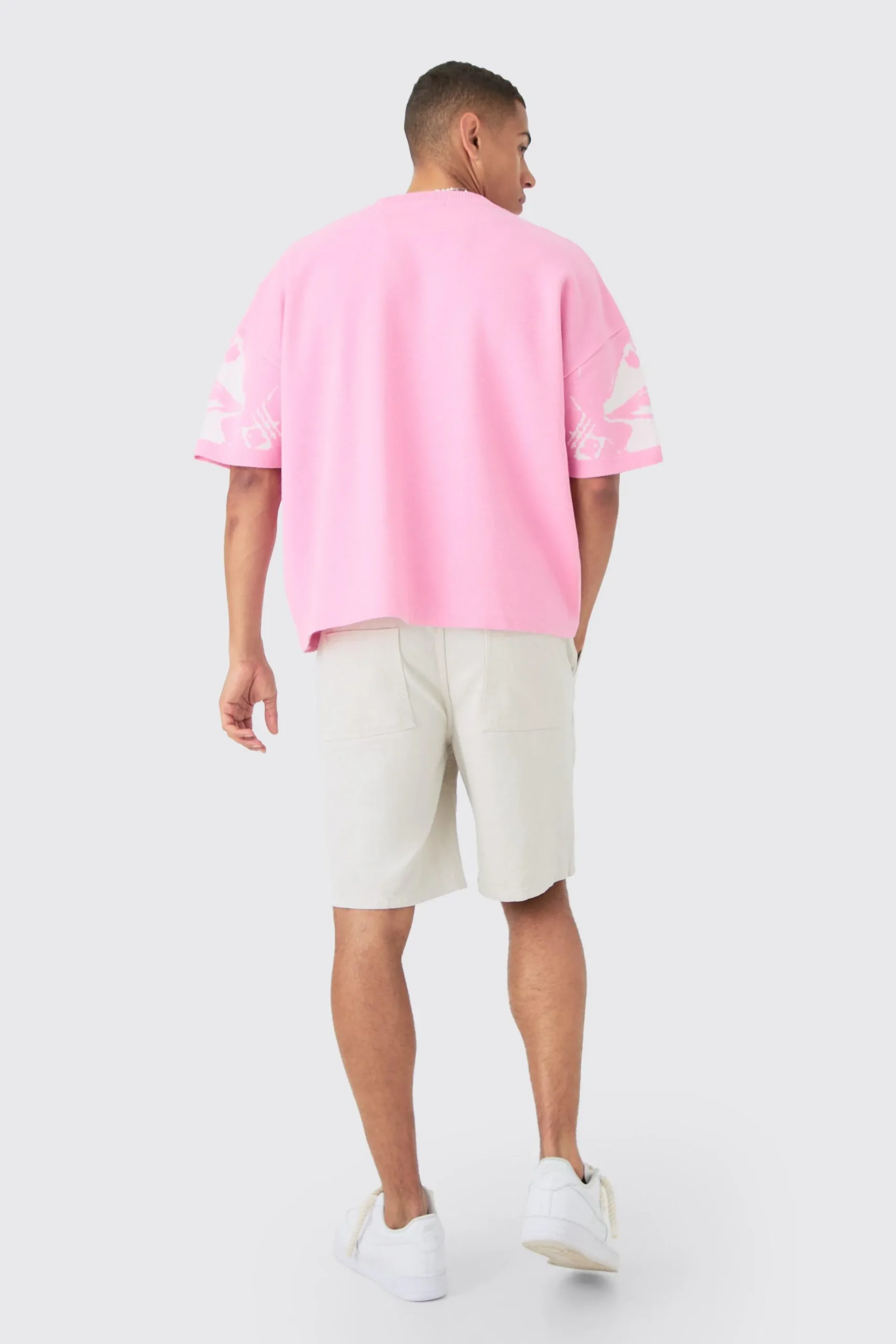 Elasticated Waist Drawcord Detail Relaxed Fit Shorts In Ecru | BoohooMAN UK