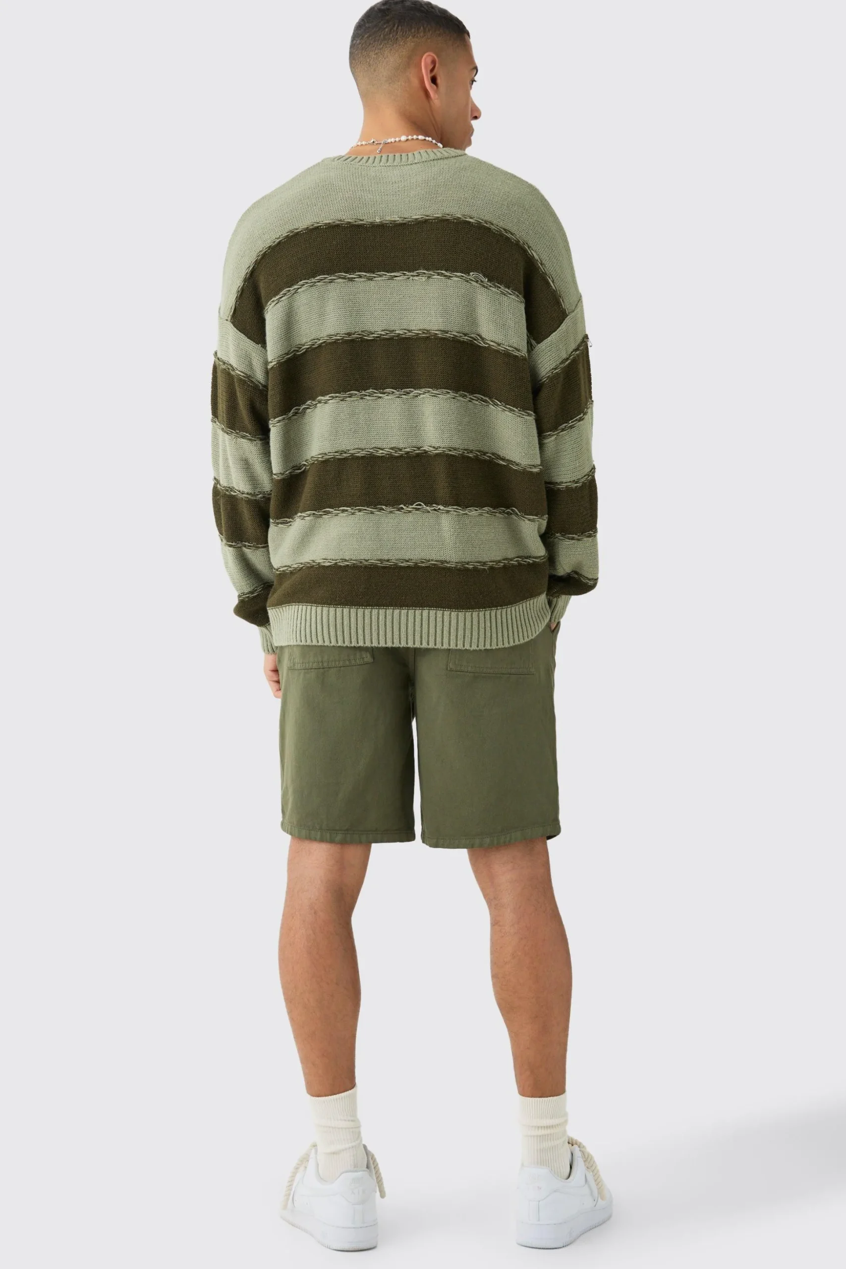 Elasticated Waist Drawcord Detail Relaxed Fit Shorts In Khaki | BoohooMAN UK