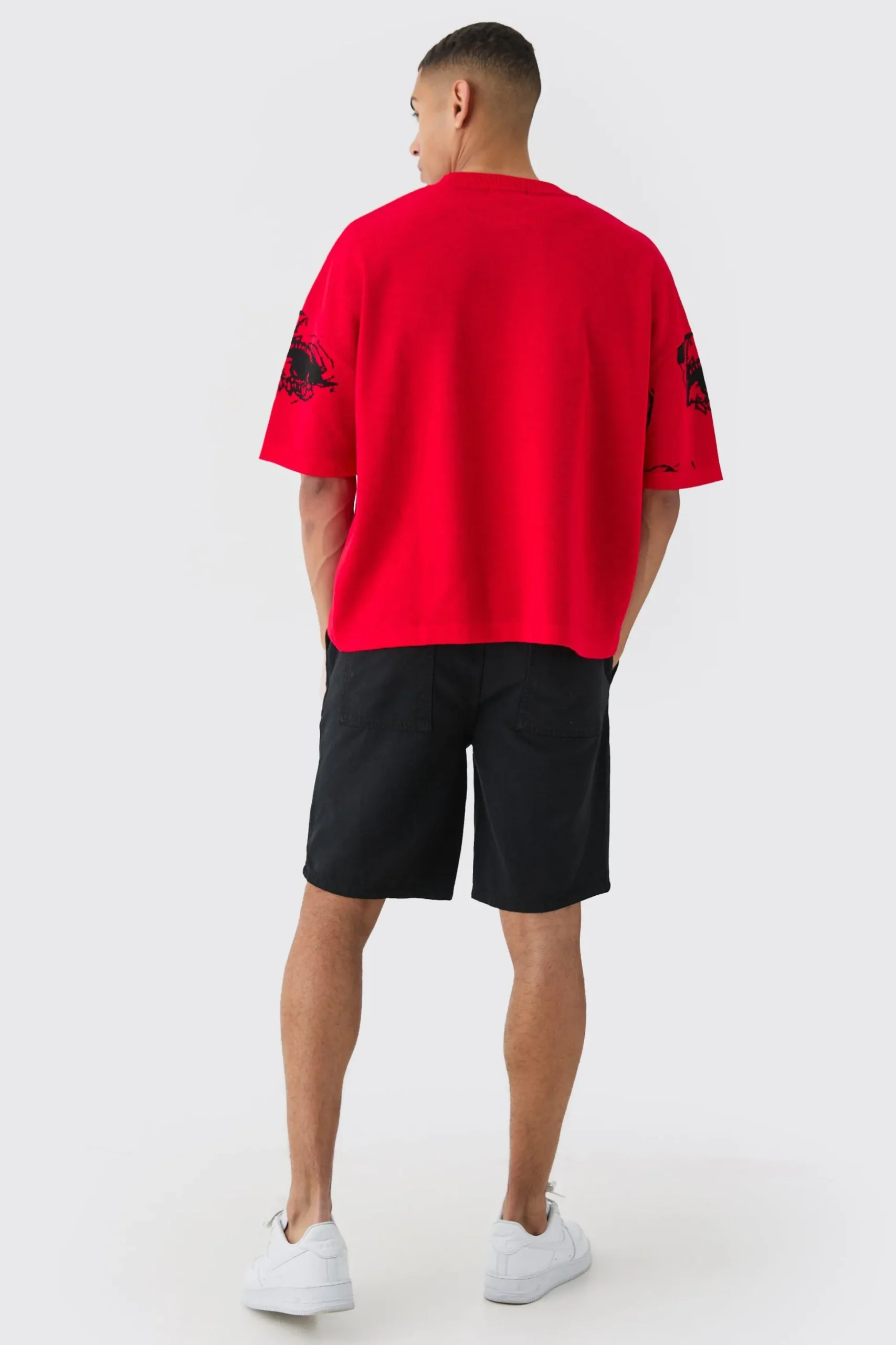 Elasticated Waist Drawcord Detail Relaxed Fit Shorts In Black | BoohooMAN UK