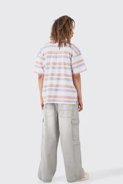 Elasticated Waist Extreme Wide Fit Cargo Jeans In Grey | BoohooMAN UK
