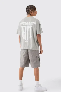 Elasticated Waist Grey Relaxed Fit Cargo Shorts | BoohooMAN UK