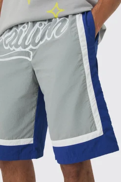 Elasticated Waist Limited Relaxed Longline Shell Panel Shorts | BoohooMAN UK