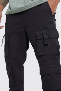 Elasticated Waist Multi Cargo Pocket Slim Fit Jogger | BoohooMAN UK