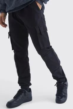 Elasticated Waist Multi Cargo Pocket Slim Fit Jogger | BoohooMAN UK