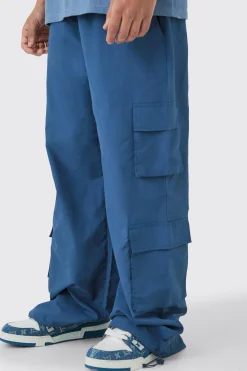 Elasticated Waist Multi Pocket Parachute Trousers | BoohooMAN UK