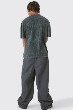 Elasticated Waist Oversized OFCL Parachute Pants | BoohooMAN UK