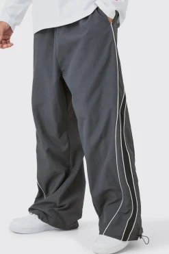 Elasticated Waist Piping Detail Parachute Pants | BoohooMAN UK