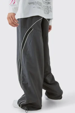 Elasticated Waist Piping Detail Parachute Pants | BoohooMAN UK