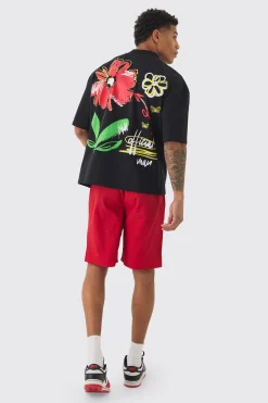 Elasticated Waist Piping Detail Shell Shorts In Red | BoohooMAN UK