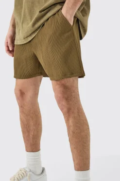 Elasticated Waist Pleated Drawcord Shorts | BoohooMAN UK